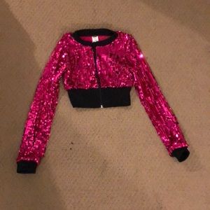 Dancer bright pink sequin crop jacket